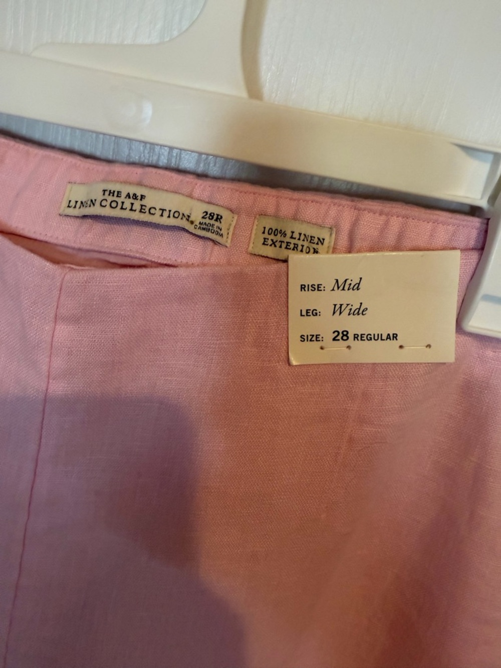 NWT Abercrombie & Fitch Pink Wide Leg 100% Linen Pants - size 28 - Picture 6 of 6
